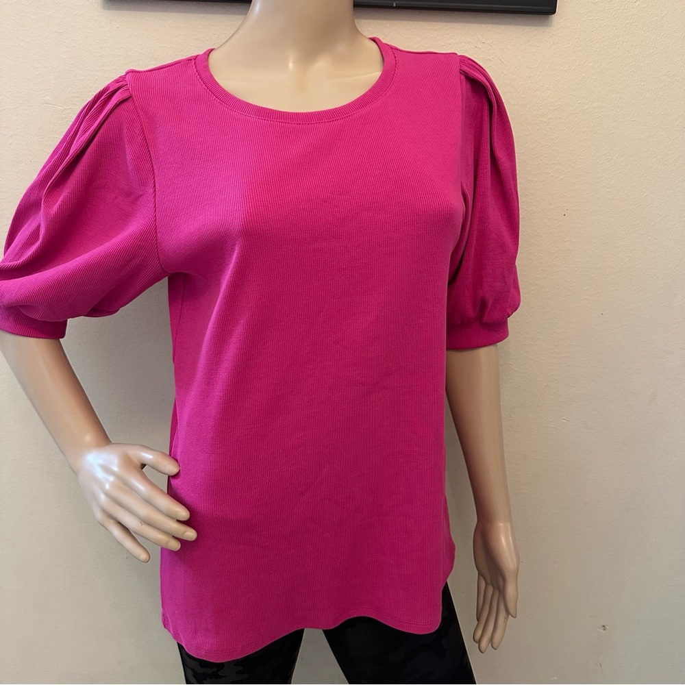Express Fuchsia Puff Sleeve Blouse